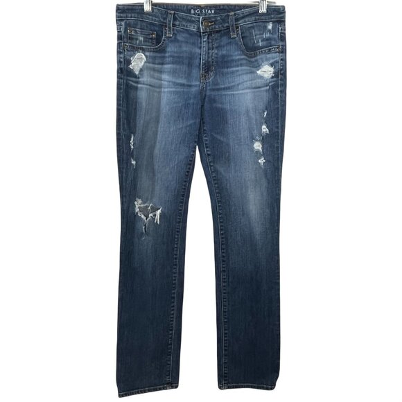 Big Star Kate Relaxed Straight Distressed Jeans 28R Medium Wash Denim - Picture 1 of 12
